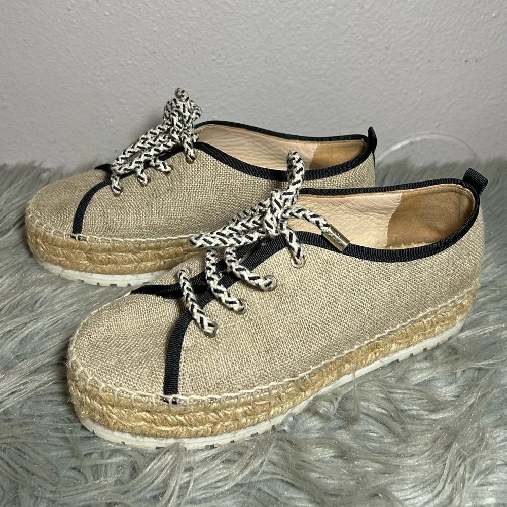 Botkier Women's Wren Oxford Espadrille Canvas Beige Espadrille Sneakers Size 7M